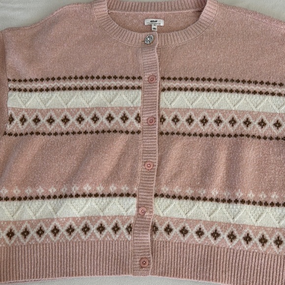 Aerie fuzzy Pink Patterned Women's Sweater - Picture 5 of 14